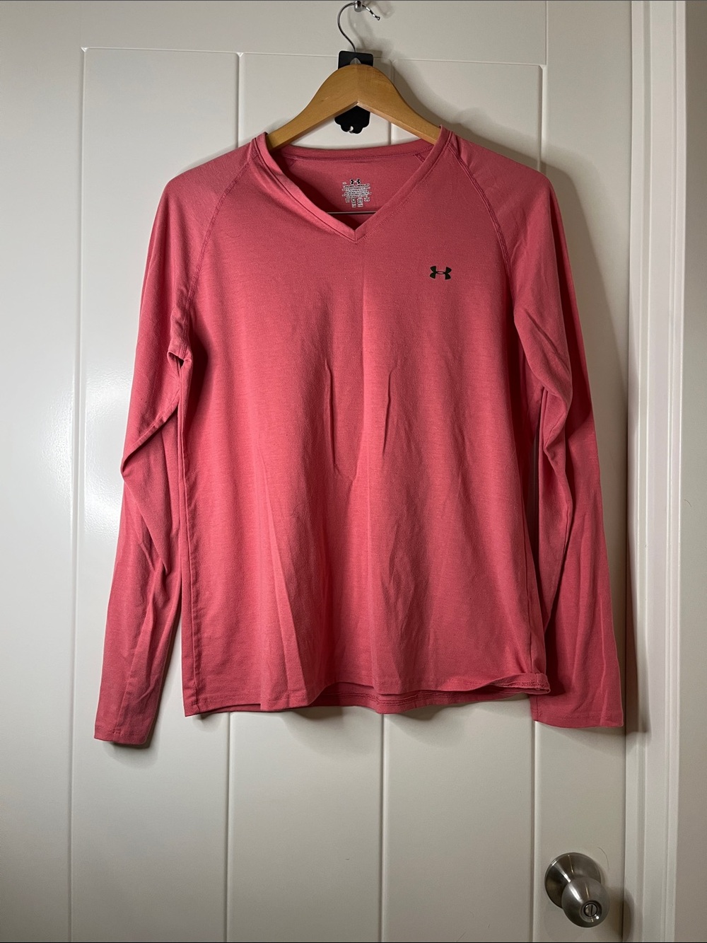 Under Armour Coral Pink Long Sleeve V-Neck Performance Shirt